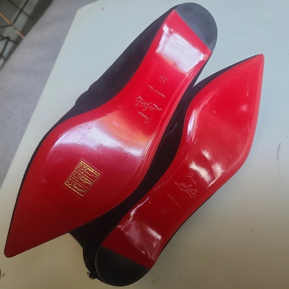 CHRISTIAN LOUBOUTIN 🏷️NEW "Muse" Black Gladiator Zip Ankle Pointed Suede 38 - Picture 9 of 11